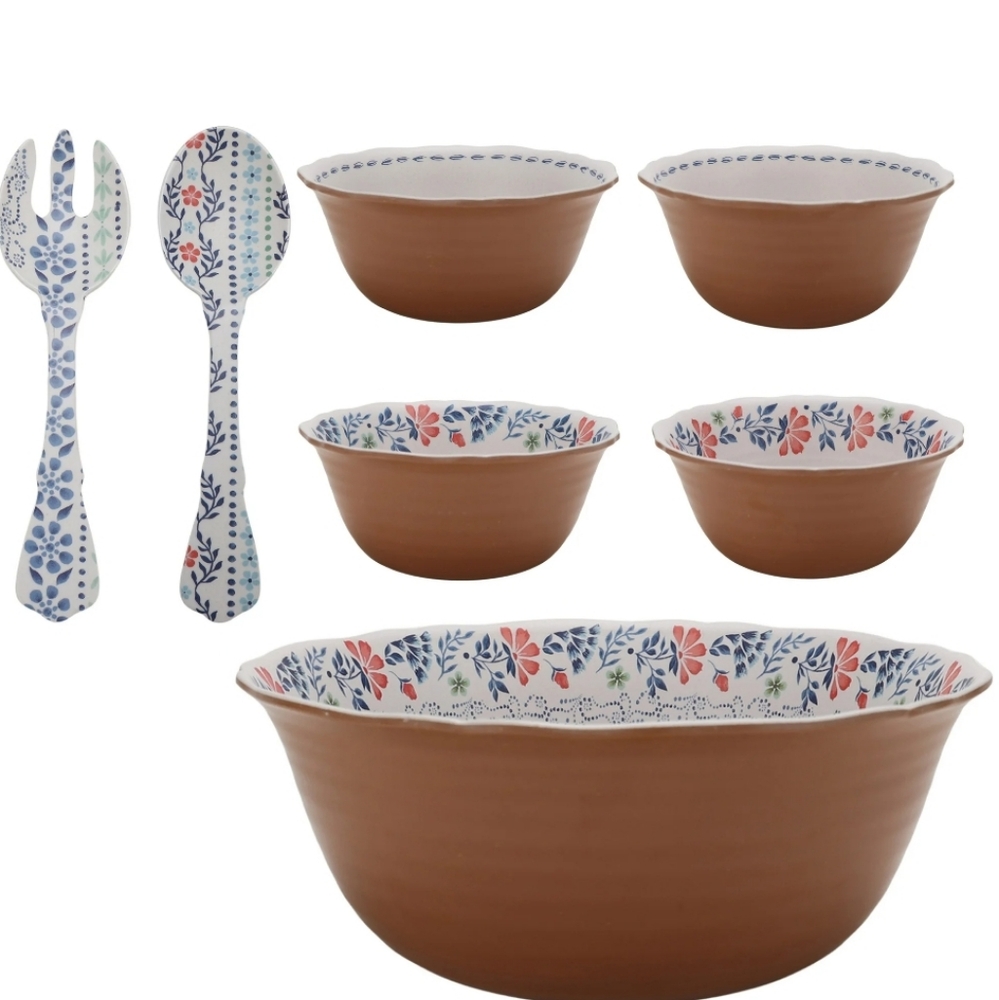 ❤️ New 2025 Hattie Namboo Melamine Salad Bowl Set